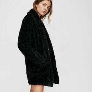 Aritzia Le Fou Wilfred Black Teddy Fleece Coat Jacket Sz. M